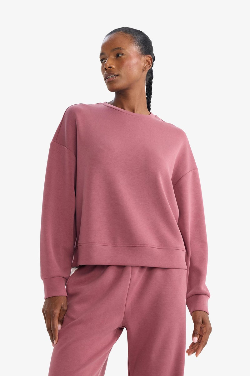 DeFacto Red Woman Crew Neck Modal Sports Sweatshirt Casual - Image 5